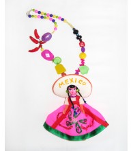 I Love Mexico Senorita Doll Necklace